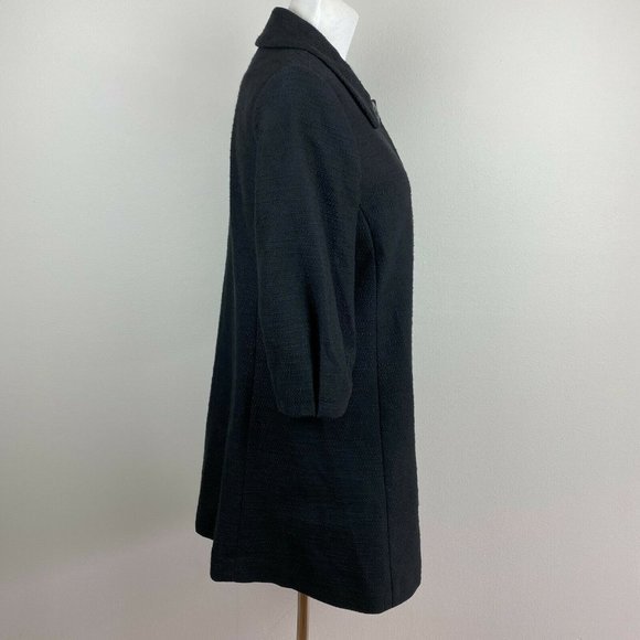 Classiques Entier Dress Coat 3/4 Sleeve Jacket Black Textured Cotton - Picture 4 of 11